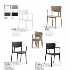 Poltrona Polipropilene con fibra di vetro tortora    L.54 H.82 P.53 HS.45