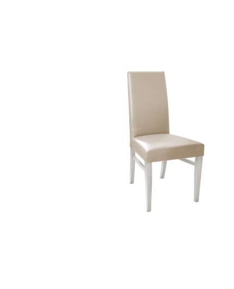 Sedia Ecopelle Beige con Fusto Bianco  L.46 H.99 P.49 HS.47,5