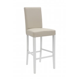 Sgabello Ecopelle Beige con Fusto Bianco  L.48 H.115 P.49 HS.74