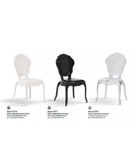 Sedia Polipropilene Bianco Lucido   L.46 H.97 P.54 HS.47