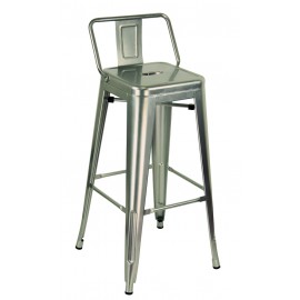 Sgabello metallo con schienale, col. Acciaio Specchiato                             L.43 H.94 P.43 HS.76