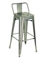 Sgabello metallo con schienale, col. Acciaio Specchiato                             L.43 H.94 P.43 HS.76