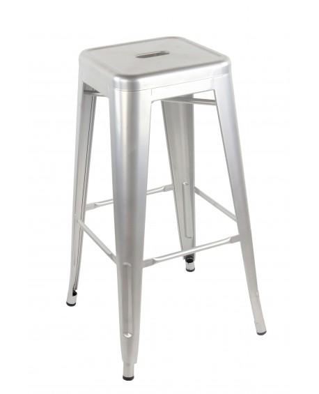 Sgabello metallo Alto col. Grigio metallizzato  L.43 H.77 P.43