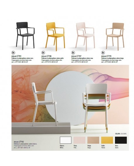 Poltrona Polipropilene Giallo L.57 H.82 P.57 HS.44,5