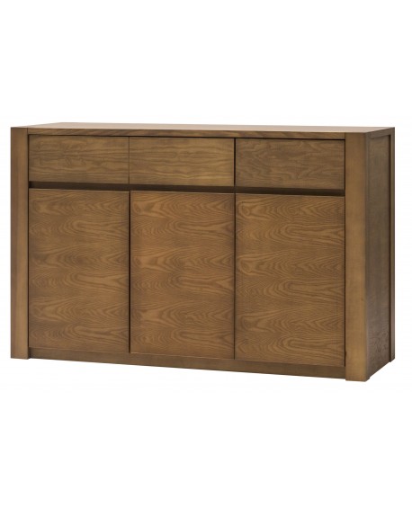 Credenza in Frassino tre porte tre cassetti colore  TABACCO                           L.138 H.88 P.48
