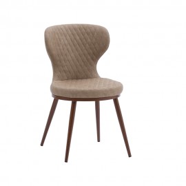 Sedia Ecopelle Beige a rombi   L.46 H.84 P.56 HS.46