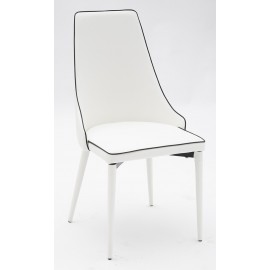 Sedia ecopelle Bianca con Bordo Nero      L.50 H.94 P.50 HS.46