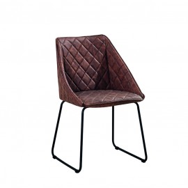 Sedia Ecopelle Cuoio a rombi L.57 H.83 P.54 HS.47