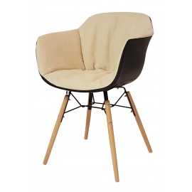 Sedia Tessuto Grigio con rivestimento esterno Ecopelle Nero          L.57 H.83 P.50 HS.46