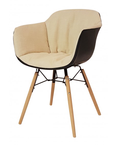 Sedia Tessuto Grigio con rivestimento esterno Ecopelle Nero          L.57 H.83 P.50 HS.46