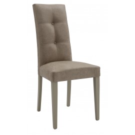 Sedia Ecopelle Beige Invecchiato con Fusto Tortora                      L.46 H.100 P.45 HS.48