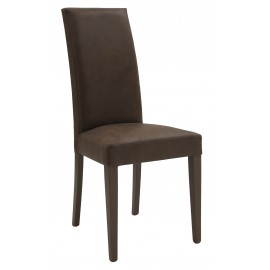 Sedia Ecopelle Invecchiata Marrone con Fusto Marrone                          L.46 H.100 P.45 HS.48
