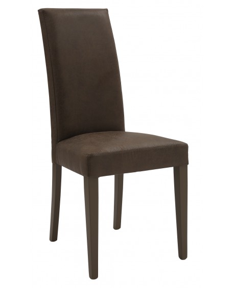 Sedia Ecopelle Invecchiata Marrone con Fusto Marrone                          L.46 H.100 P.45 HS.48