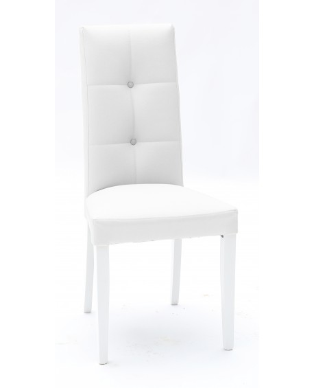 Sedia Ecopelle Bianca con Fusto Bianco  L.46 H.100 P.45 HS.48
