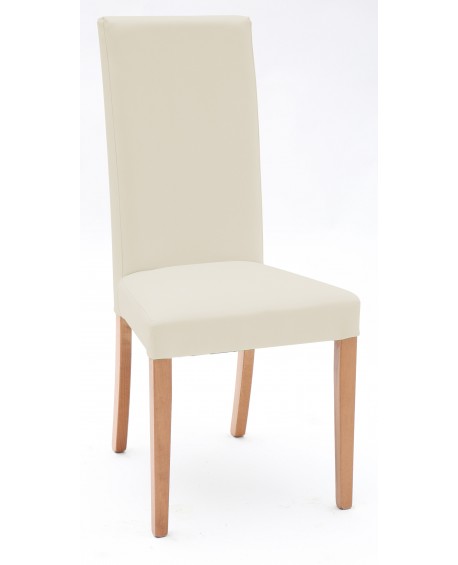 Sedia Ecopelle Beige con Fusto Rovere  L.46 H.100 P.45 HS.48