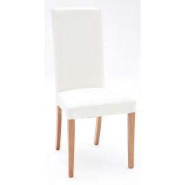 Sedia Ecopelle Bianca con Fusto Rovere  L.46 H.100 P.45 HS.48