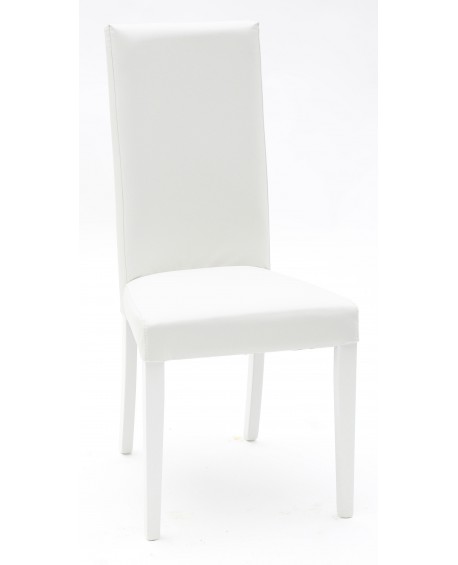 Sedia Ecopelle Bianca con Fusto Bianco  L.46 H.100 P.45 HS.48