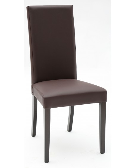 Sedia Ecopelle Marrone con Fusto Wenge  L.46 H.100 P.45 HS.48