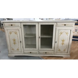DECORATED WINDOW DRESSER cupboard IVORY brushed - codluis 1037