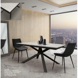 Tavolo allungabile 120x80 con 1 all. cm. 40 base metallo e piano finitura grigio cemento