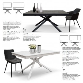 Tavolo allungabile 140x80 con 1 all. cm. 60 base metallo e piano finitura acciaio ossidato