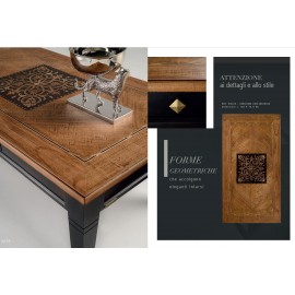 Tavolino intarsiato iris con 1 cassetto gambe spillo L.130 P.70