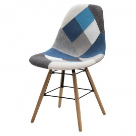 Sedia tessuto Patchwork Grigia Azzurro  L.47 H.84 P.58 HS.48