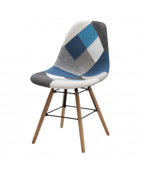 Sedia tessuto Patchwork Grigia Azzurro  L.47 H.84 P.58 HS.48