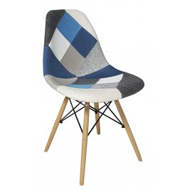 Sedia tessuto Patchwork Grigia Azzurro  L.47 H.84 P.58 HS.48