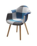 Poltroncina tessuto Patchwork Grigia Azzurro                     L.62 H.79 P.65 HS.48