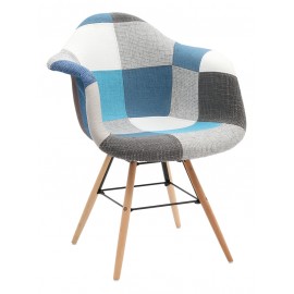 Poltroncina tessuto Patchwork Grigia Azzurro                     L.62 H.79 P.65 HS.48