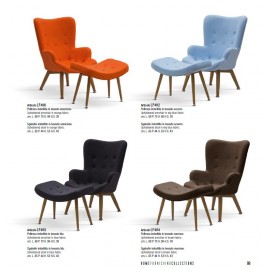 Poltrona colore Marrone L.68 H.96 P.70 HS.39 Sgabello colore Marrone L.65 H.53 P.44 HS.43