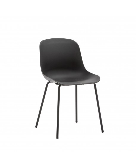 Sedia polipropilne nera con gambe metallo nere                                 L.46 P.52 H.81 HS.47