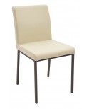 Sedia gambe in metallo IMBOTTITA, Tessuto Ecopelle Panna           L.46 H.90 P.56 HS.51