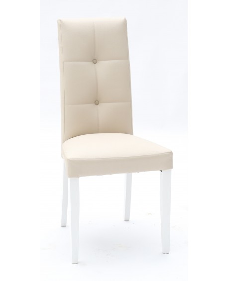 Sedia Ecopelle Beige con Fusto Rovere  L.46 H.100 P.45 HS.48