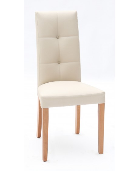 Sedia Ecopelle Beige con Fusto Bianco  L.46 H.100 P.45 HS.48