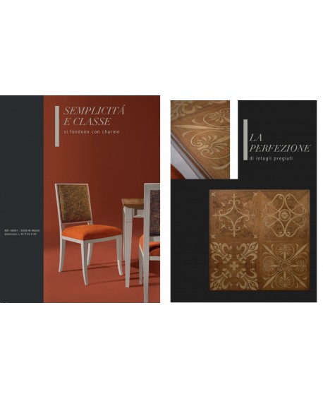 Tavolo con intarsio Re Artu fisso L.100 P.100 H.