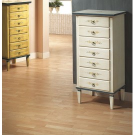 CASSETTIERA IN LEGNO MASSELLO 7 CASSETTI DECORATA