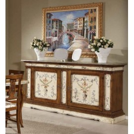 credenzone in legno massello decorato a mano