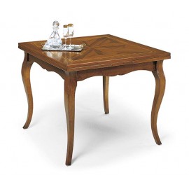 Tavolo c/2 allunghe piano c/intarsio                             L.100/180 P.100 H.78