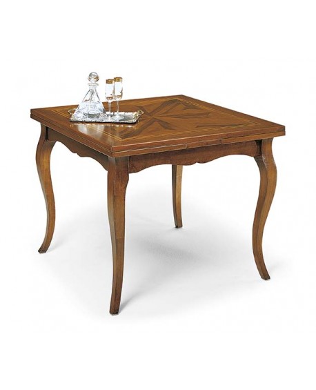 Tavolo c/2 allunghe piano c/intarsio                             L.100/180 P.100 H.78