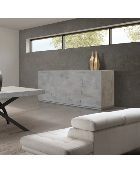 CREDENZA MADIA 4 ante ammortizzate 180x50 finitura grigio cemento