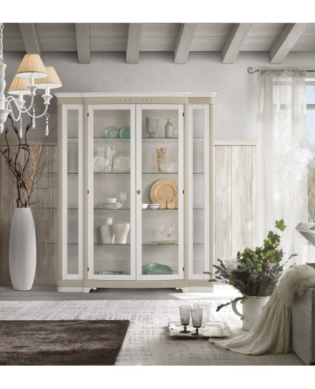 Vetrina 2 ante L.160 P.50 H.200 legno massello vari colori vari decori