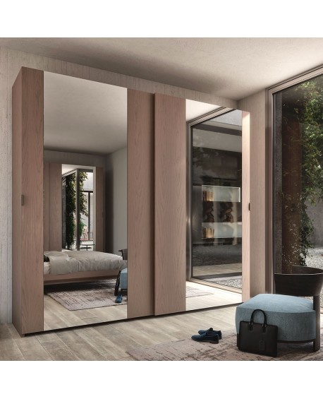 Armadio ante specchio legno massello