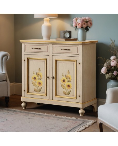 CREDENZA DECORATA A MANO IN LEGNO - DECORATA COME FOTO