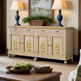 CREDENZA IN LEGNO MASSELLO DECORATA A MANO VARI COLORI E DECORI