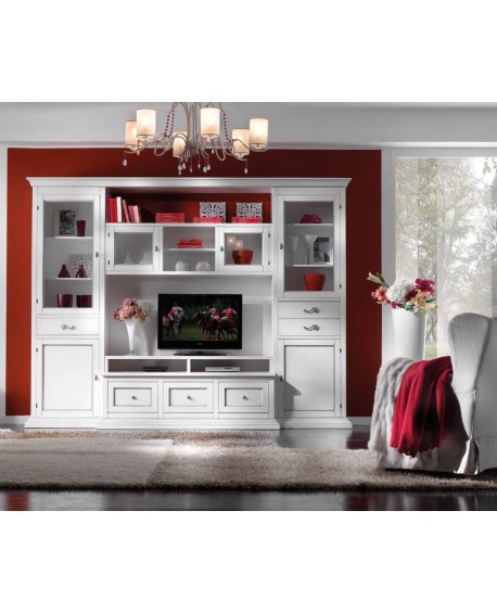 parete soggiorno porta tv IN LEGNO DI FRASSINO