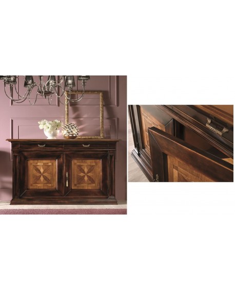 CREDENZA 2 PORTE C/INTARSIO QUADRIFOGLIO L.200 H.113 P.56