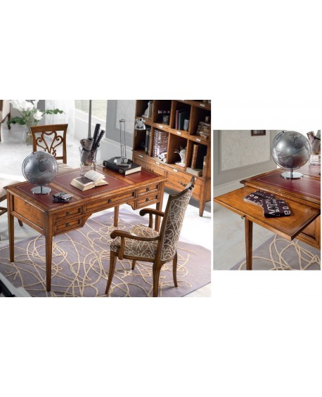 scrittoio legno massello 5 cassetti e 2 tirelle l 142 p 70 h 78