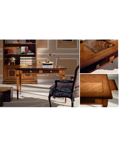 scrittoio legno massello 5 cassetti e 2 tirelle l 142 p 70 h 78